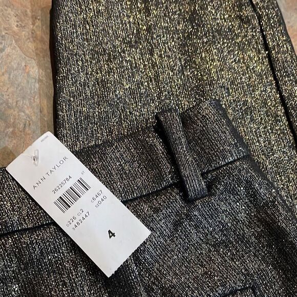 Ann Taylor The Ankle Sz 4 Gold Shimmer Pants - Picture 2 of 5